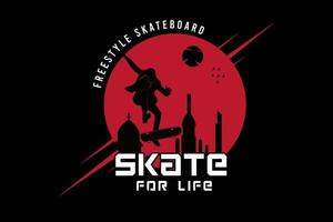 skate freestyle skate para a vida cor vermelho e preto vetor