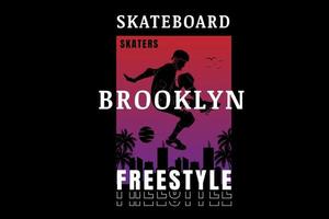 skate brooklyn freestyle cor vermelho e roxo vetor