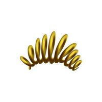 dourado cordão ou arame, espiral forma, 3d vetor ilustração. metal ou plástico flexível cabo ou Primavera estendido, realista