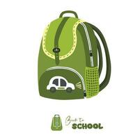 púlpito mochila vetor dentro verde. escola mochila plano vetor dentro desenho animado estilo. escola saco vetor ilustração. escola e Educação conceito. costas para escola tema. papelaria.