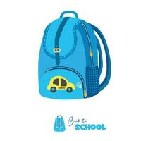 púlpito mochila vetor dentro azul. escola mochila plano vetor dentro desenho animado estilo. escola saco vetor ilustração. escola e Educação conceito. costas para escola tema. papelaria.