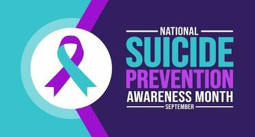 setembro é nacional suicídio prevenção consciência mês fundo modelo. feriado conceito. fundo, bandeira, cartaz, cartão, e poster Projeto modelo com texto inscrição e padrão cor. vetor