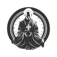 eletro dimensional monge do vento e amor, vintage logotipo linha arte conceito Preto e branco cor, mão desenhado ilustração vetor