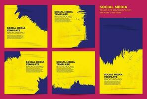 social meios de comunicação postar modelo fundo vetor, azul e amarelo grunge social meios de comunicação faixas vetor