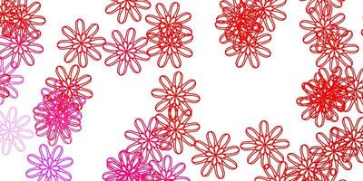 textura de doodle de vetor rosa claro com flores