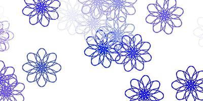 padrão de doodle de vetor roxo claro com flores
