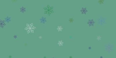 textura de doodle de vetor verde azul claro com flores