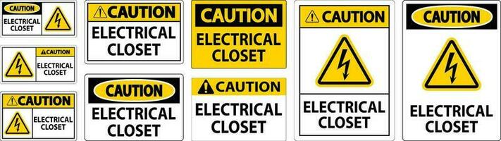 Cuidado sinal, elétrico armário de roupa placa vetor