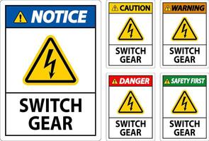 Cuidado sinal, interruptor engrenagem placa vetor