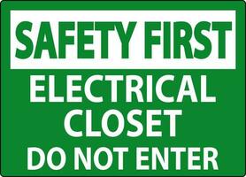 segurança primeiro placa elétrico armário de roupa - Faz não entrar vetor