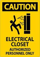 Cuidado placa elétrico armário de roupa - autorizado pessoal só vetor