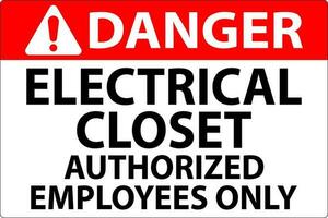 Perigo placa elétrico armário de roupa - autorizado empregados só vetor