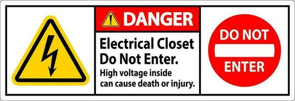 Perigo placa elétrico armário de roupa - Faz não digitar. Alto Voltagem dentro pode causa morte ou prejuízo vetor
