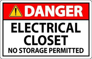 Perigo placa elétrico armário de roupa - não armazenamento permitido vetor