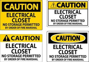 aviso prévio placa elétrico armário de roupa - não armazenamento permitido de ordem do fogo marechal vetor