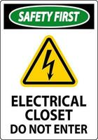 segurança primeiro placa elétrico armário de roupa - Faz não entrar vetor