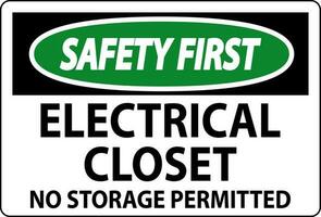 segurança primeiro placa elétrico armário de roupa - não armazenamento permitido vetor