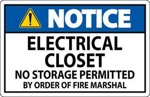 aviso prévio placa elétrico armário de roupa - não armazenamento permitido de ordem do fogo marechal vetor