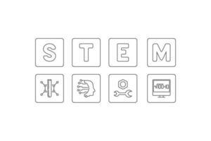 Ciência, tecnologia, Engenharia e matemática Educação fino linha vetor horizontal bandeira - haste conceito linear ilustração