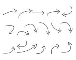 mão desenhado curvado Setas; flechas . esboço rabisco estilo. coleção do vetor ponteiros.