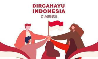 Indonésia independência dia 17 agosto com tradicional jogos conceito ilustração vetor