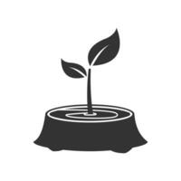 vetor ilustração do crescendo plantas ícone dentro Sombrio cor e branco fundo