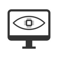 vetor ilustração do computador olho lasca ícone dentro Sombrio cor e branco fundo