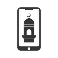 vetor ilustração do Smartphone ligar para oração ícone dentro Sombrio cor e branco fundo