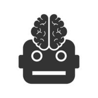 vetor ilustração do robótico cérebro ícone dentro Sombrio cor e branco fundo