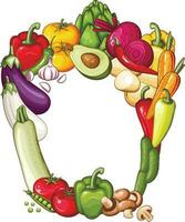fresco legumes ilustração, legumes misturar, legumes quadro, vegano Comida orgânico legumes arranjo. Comida quadro, Armação vetor