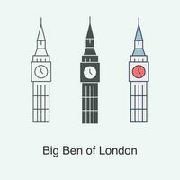 grande ben do Londres ícone dentro diferente estilo vetor ilustração.