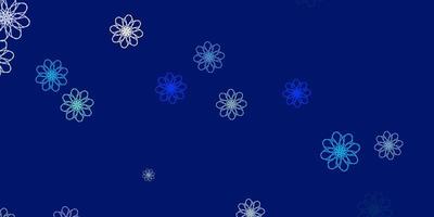 fundo azul claro do doodle do vetor com flores