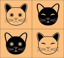 fofa gato cabeça ícone, quatro tipos do gato cabeça ícone estilos. vetor