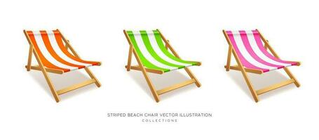listrado de praia cadeira colorida coleções Projeto isolado em branco fundo. eps 10 vetor ilustração