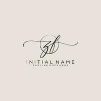 inicial zf feminino logotipo coleções modelo. caligrafia logotipo do inicial assinatura, casamento, moda, joalheria, butique, floral e botânico com criativo modelo para qualquer companhia ou negócios. vetor