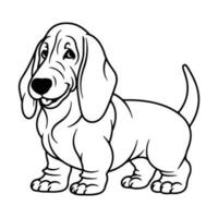 basset cão de caça, mão desenhado desenho animado personagem, cachorro ícone. vetor