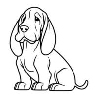 basset cão de caça, mão desenhado desenho animado personagem, cachorro ícone. vetor