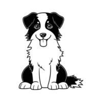 fronteira collie, mão desenhado desenho animado personagem, cachorro ícone. vetor