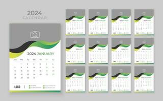 parede calendário 2024, vetor parede calendário 2024, corporativo e o negócio planejador modelo dentro inglês, semana começar Domingo, parede calendário dentro uma minimalista estilo