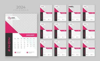 parede calendário 2024, vetor parede calendário 2024, corporativo e o negócio planejador modelo dentro inglês, semana começar Domingo, parede calendário dentro uma minimalista estilo