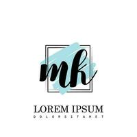 mk inicial carta caligrafia logotipo com quadrado escova modelo vetor
