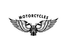 motocicleta vintage com asa logotipo conceito dentro Preto e branco cores isolado vetor ilustração