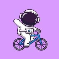 fofa astronauta equitação bicicleta ciclo desenho animado vetor ícone ilustração. pessoas transporte ícone conceito isolado Prêmio vetor. plano desenho animado estilo