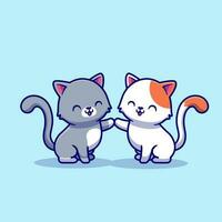 casal do gato desenho animado vetor ícone ilustração. animal amor ícone conceito isolado Prêmio vetor. plano desenho animado estilo