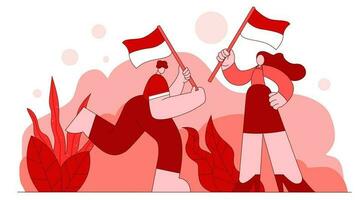 ilustração plana do dia da independência da Indonésia vetor