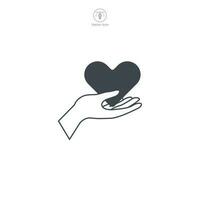 mão segurando coração ícone símbolo vetor ilustração isolado em branco fundo