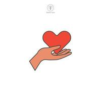 mão segurando coração ícone símbolo vetor ilustração isolado em branco fundo