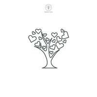 árvore com coração ícone símbolo vetor ilustração isolado em branco fundo