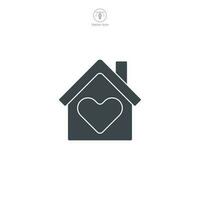 casa com coração ícone símbolo vetor ilustração isolado em branco fundo