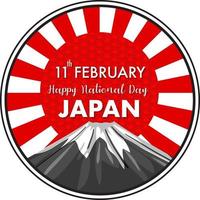 banner do dia nacional do Japão com monte fuji no sol vermelho vetor